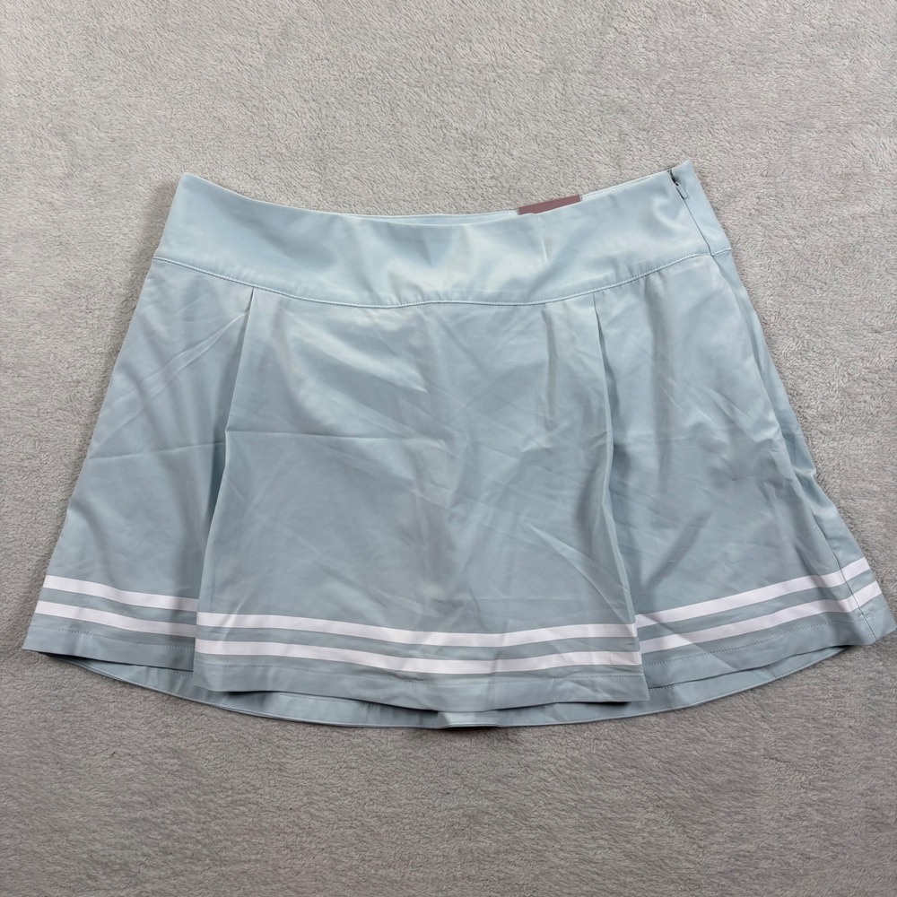 Calia Golf Side Zip Skort Light Blue White Striped Athletic Skirt Size 12